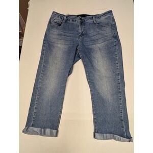 Thorn Womens Blue Denim Capri Jeans Size 12 Cuffed Medium Wash Cropped Pants